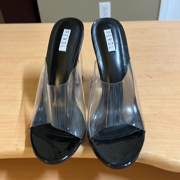 Revol Mule Sandals Black Clear Acrylic 10 - Picture 2 of 9
